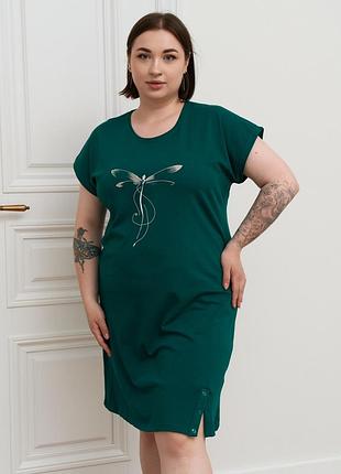 Ночная рубашка женская трикотажная nicoletta размер 3xl, зелёный