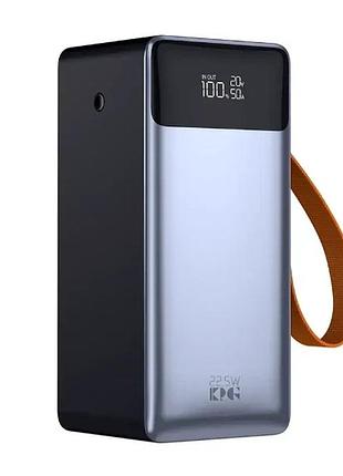 Универсальная мобильная батарея 50000 mah kpg-507 22.5 w повербанк с дисплеем черный с серебристым