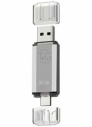 Usb флешка 32 гб usb 3.0 type c серебро для переноски данных модель t&g 009