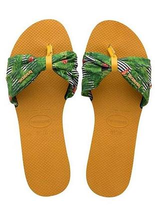 Зелено-жовті шльопанці havaianas