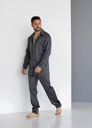 Мужская пижама шелк графитовый xxl