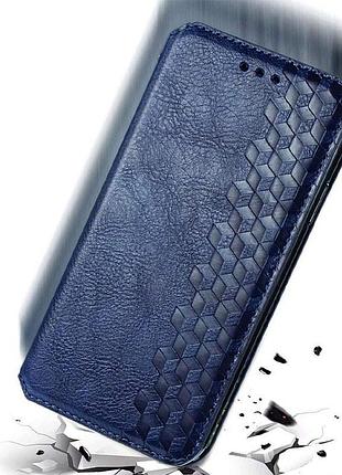 Кожаный чехол-книжка getman cubic (pu) для samsung galaxy a33 5g синий