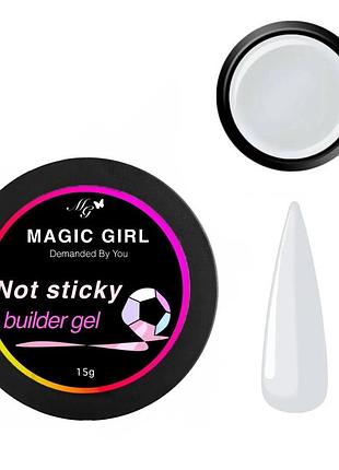 Гель для нарощування нігтів (не липне до рук) builder gel no sticky magic girl, clear (прозорий), 15мл