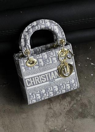 Женская сумка christian dior lady small серый классик е
