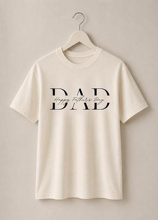 Футболка для тата «dad happy father day» | подарунковий дизайн m, білий