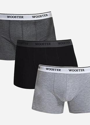 Набор трусов шорты мужской wooster w-601 s 3 шт черно-серый (2200004988283)