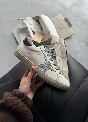 Белые женские кроссовки golden goose superstar silver х голден гус 40