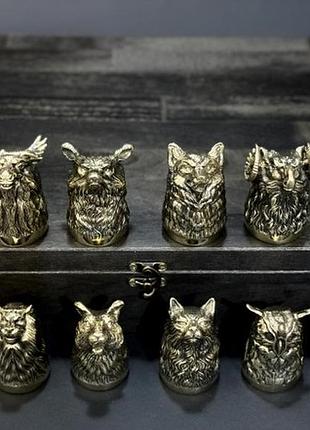 Набір "охотні" 12 чарок у дерев'яному кейсі.