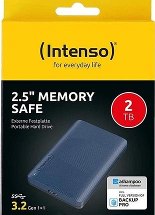Зовнішній жорсткий диск intenso memory safe 2tb 2.5" usb 3.2 blue (6029585) нови!
