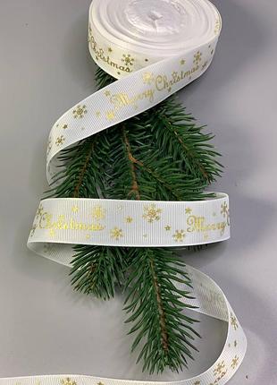 Рождественская лента репсовая с надписью merry christmas 25 мм