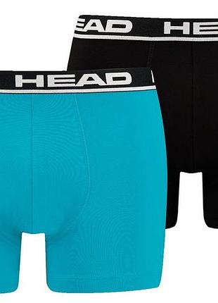Трусы-боксеры head basic boxer 2p голубой, черный чел l (701202741-021)