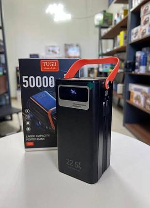 Повербанк wuw tugii y105 з вбудованими кабелями та led-дисплеєм 50000 mah