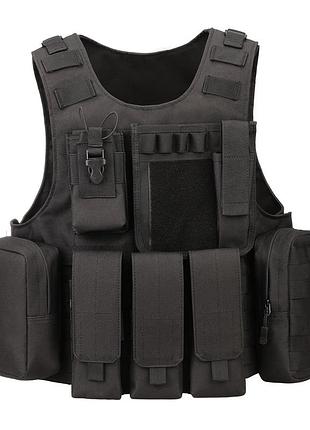 Жилет тактический военный разгрузка protector plus z509 с системой molle black