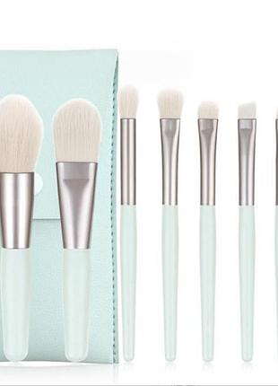 Набор кистей для макияжа мини в дорогу trevel set mint 8 шт с чехлом