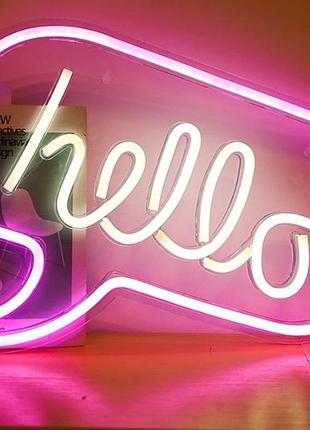 Настінний неоновий світильник нічник hello 43*31 см