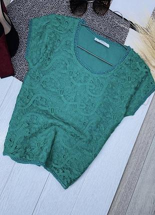 Літня блуза mango xs  мереживна блуза зелена