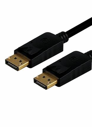 Кабель displayport 1.2 4k 75hz 2 м чорний для під'єднання монітора до пк або ноутбука