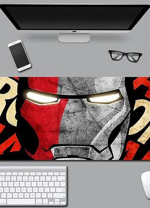 Большой коврик для мышки и клавиатуры iron man hard 900*400*3 мм
