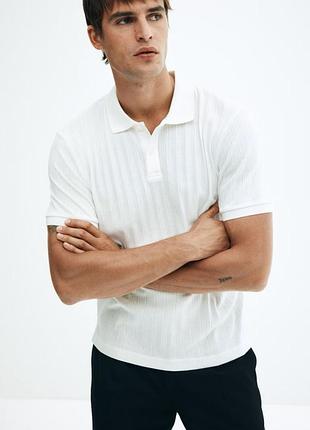 S h&amp;m новая фирменная мужская рубашка поло футболка slim fit из фактурного трикотажа подростковая