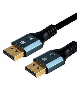 Кабель displayport 2.1 4k 240hz 1 м чорний для під'єднання моніторів і ноутбуків