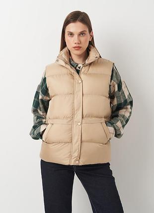 Теплый жилет короткий женский forstime 187263 l/xl бежевый (2200004953588)