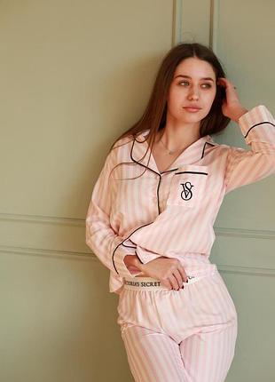 Піжама жіноча рожева victoria's secret (вікторія сікрет) + подарункова коробка vs l