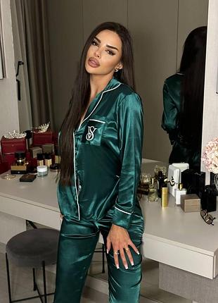 Піжама жіноча шовкова victoria's secret (вікторія сикрет) - стильна піжама для сну та будинку