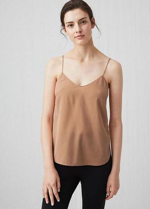 Шелковый топ arket silk stretch на бретелях, пудрово-персиковый, xs