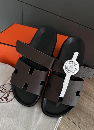 Шлепанцы hermes коричневые