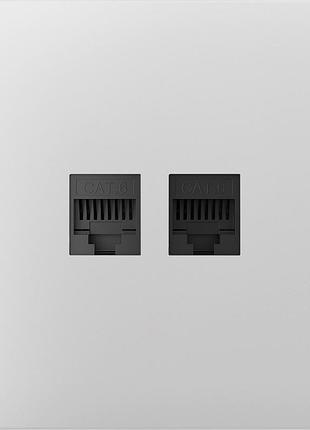 Передня панель для вбудованої інтернет-розетки ajax solocover lan біла двопортова ethernet-розетка для стабільного інтернету