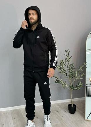 Спортивный костюм мужской зимний на флисе с капюшоном adidas