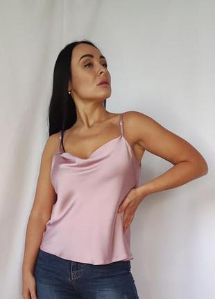Базовая шелковая майка женская хомут пудровый, 5xl