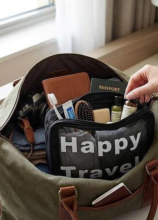 Дорожня косметичка happy travel 26×18×9,5 см практичний органайзер для косметики та особистих речей black
