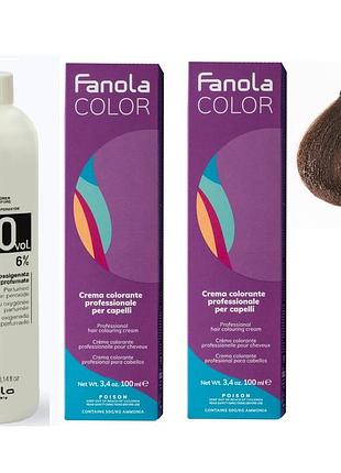 Набор краска для волос fanola № 6.14 hazelnut 2шт. + окислитель 6% 20 vol 300 мл.