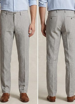 Штани massimo dutti slim fit cotton-linen casual pant