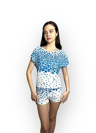 Піжама жіноча з шортами бавовна блакитний l/xl