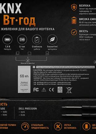Аккумулятор gjknx 68 вт*ч для dell latitude 5280/5480/5490/5580/5590 и precision 3520/3530, 7,6 в