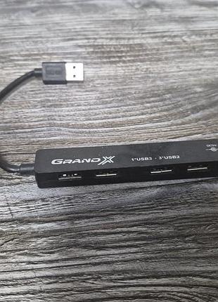 Usb хаб grand-x travel gh-406 4 ports 1хusb 3.0 + 3хusb 2.0 black (gh-406)