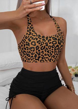 Спортивный купальник с топом и шортиками s, m, l, xl