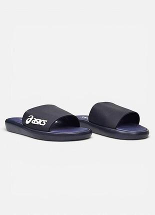 Женские синие шлепанцы, тапочки asics slide navy blue х асикс 39