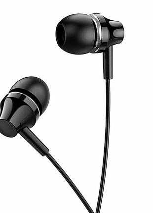 Вакуумные наушники borofone bm74 10мм 1.2м черный для музыки и звонков из пластика с микрофоном