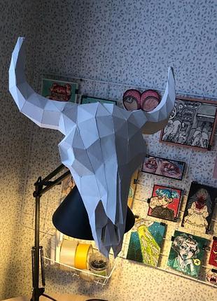 Paperkhan набір для створення 3d фігур череп бізона голова бізон бик буйвол паперкрафт papercraft подарунок