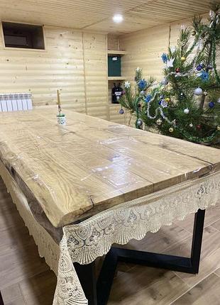 Ажурная скатерть прямоугольная на стол из кружева (бежевая) 140*180см.
