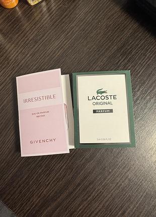 Givenchy irresistible eau de parfum и lacoste original eau de parfum