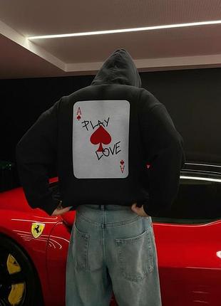 Худи с принтом «play love / ace of spades» графитовый, l