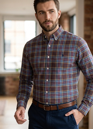 Сорочка\рубашка ralph lauren slim fit multicolored check oxford shirt