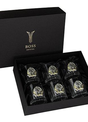 Набір кришталевих склянок із платиною сріблом золотом boss crystal "директорські"