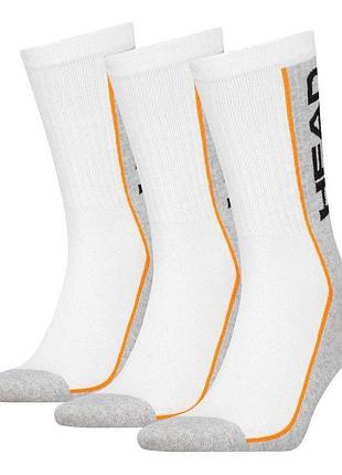 Носки head stripe crew 3-pack белый, серый уни 35-38