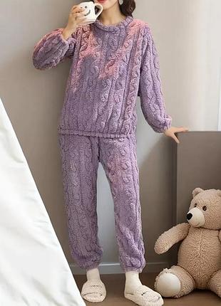 Пижама женская из флиса фиолетовая oversize s-l 040003