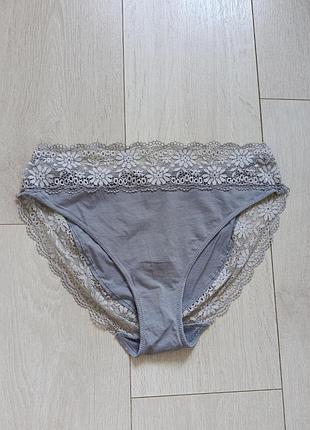 Голубые ажурные трусики коттоновые трусы вьющиеся m&amp;s l xl 12 14 42 48 50